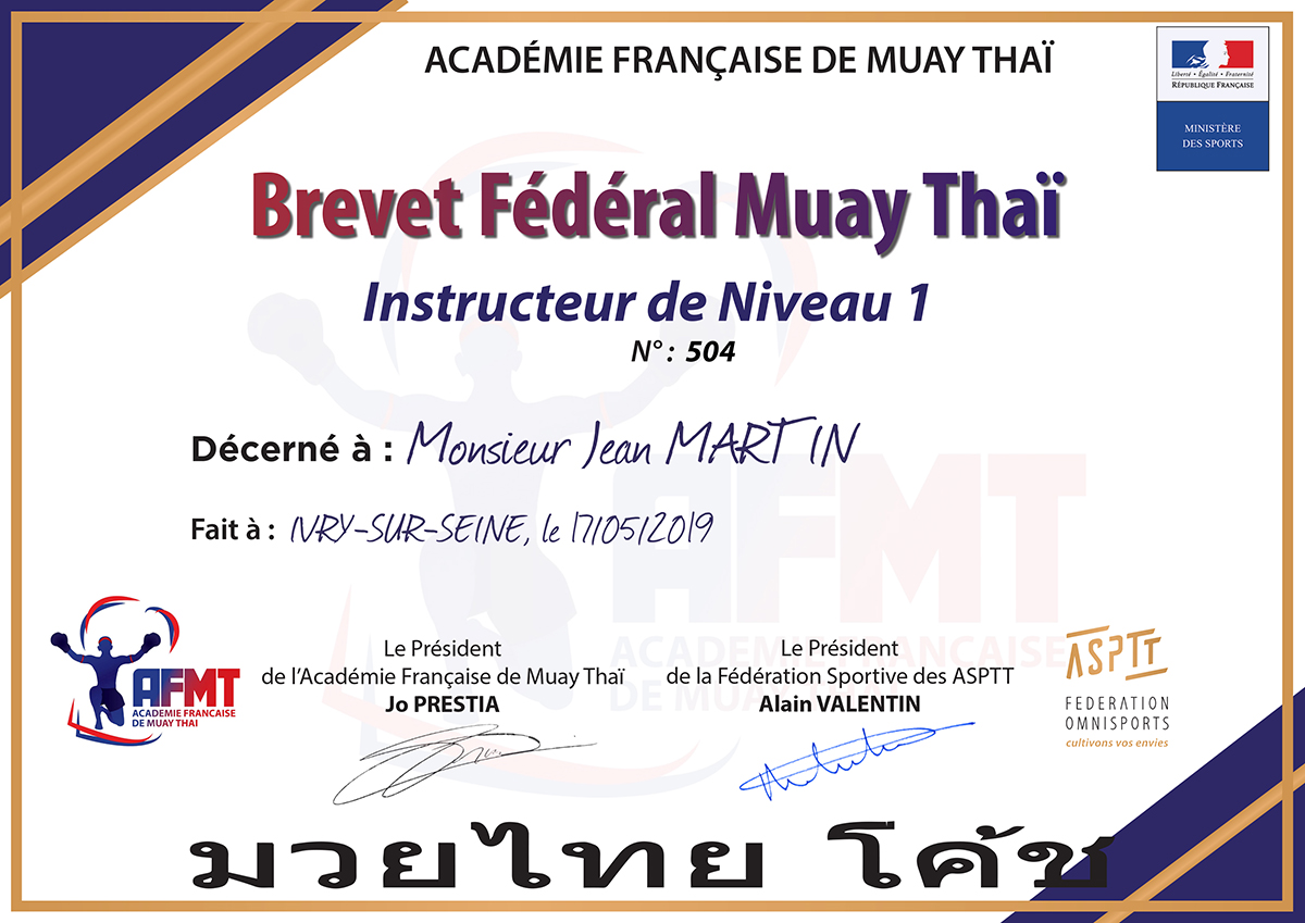 diplôme AFMT Niveau 1