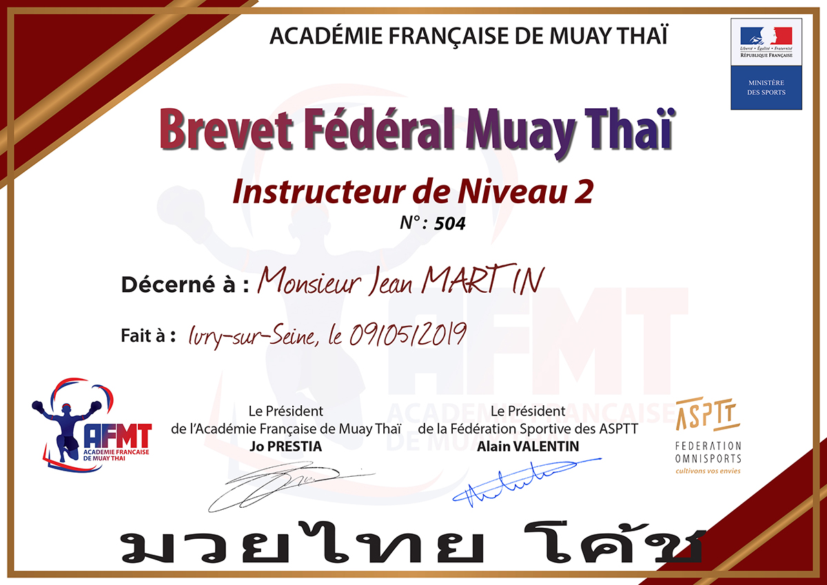 diplôme AFMT Niveau 2